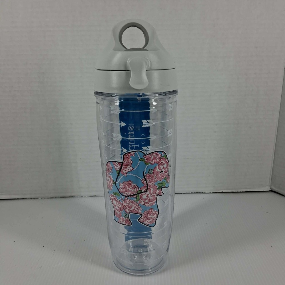 Tervis Simply Southern Floral Elephant Water Bottle 24oz‎ Insulated Tumbler Gray